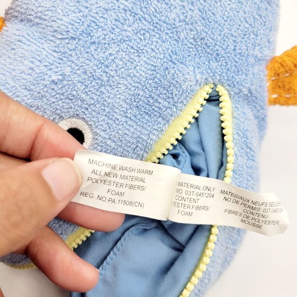 Pottery Barn Kids Blue Terrycloth Pocket Plush Fish Toiletry Bag Bath Toy Zipper - Picture 8 of 12